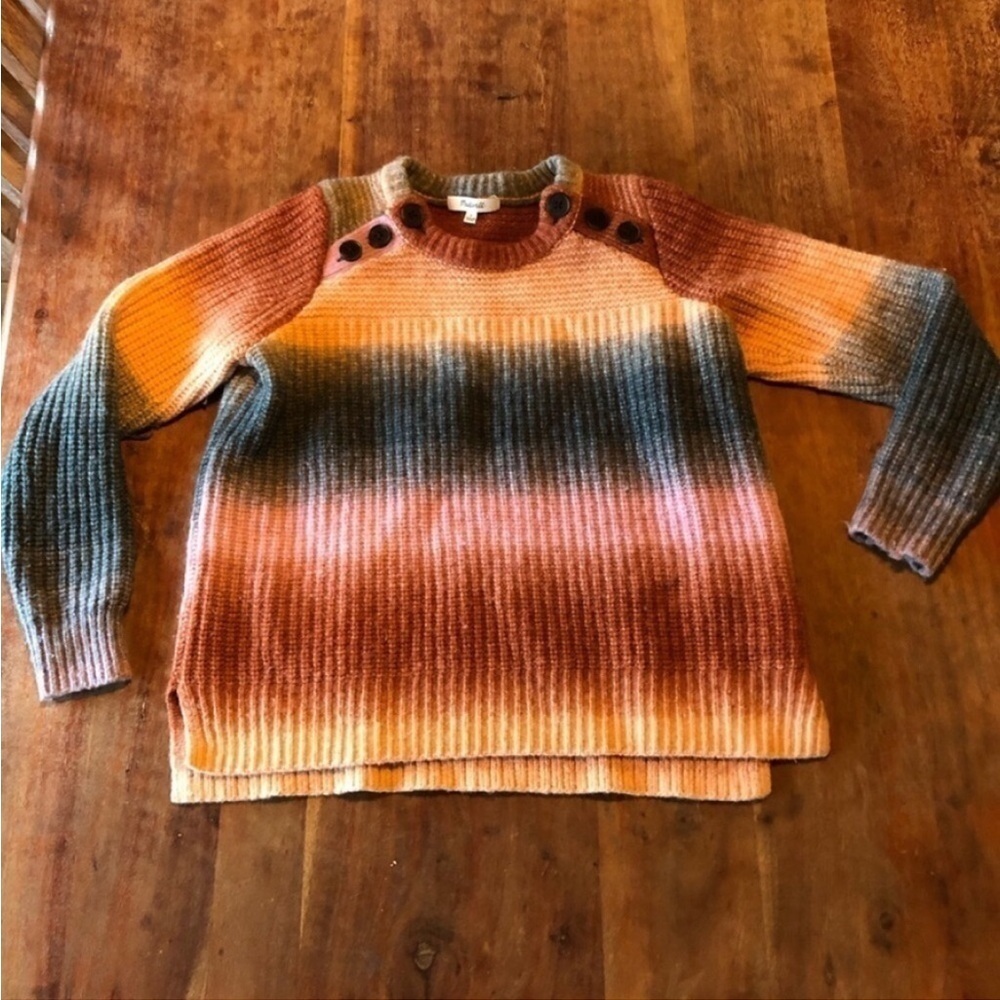 Madewell Sweater Space-Dyed Button Shoulder Crewneck - Picture 4 of 11